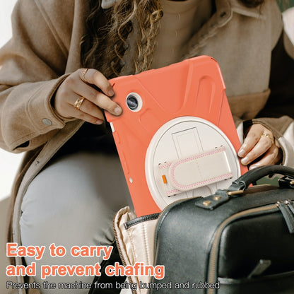 For Samsung Galaxy Tab A9+ / Tab 11+ Rotatable Kickstand Grip Heavy Duty Hard Rugged Tablet Case(Coral Orange) by bashfashion