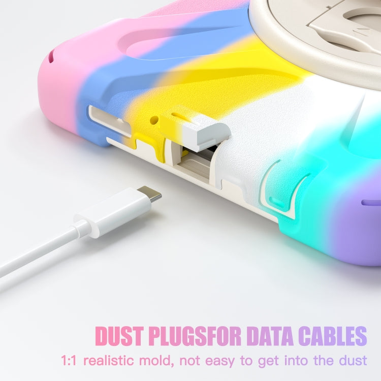 For Samsung Galaxy Tab A9+ / Tab 11+ Rotatable Kickstand Grip Heavy Duty Hard Rugged Tablet Case(Colorful Pink) by bashfashion