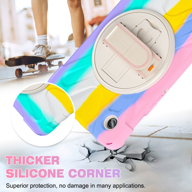 For Samsung Galaxy Tab A9+ / Tab 11+ Rotatable Kickstand Grip Heavy Duty Hard Rugged Tablet Case(Colorful Pink) by bashfashion