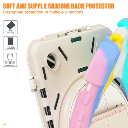 For Samsung Galaxy Tab A9+ / Tab 11+ Rotatable Kickstand Grip Heavy Duty Hard Rugged Tablet Case(Colorful Pink) by bashfashion