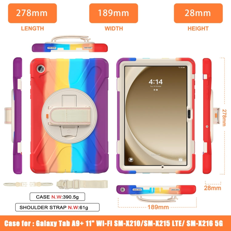 For Samsung Galaxy Tab A9+ / Tab 11+ Rotatable Kickstand Grip Heavy Duty Hard Rugged Tablet Case(Colorful Red) by bashfashion