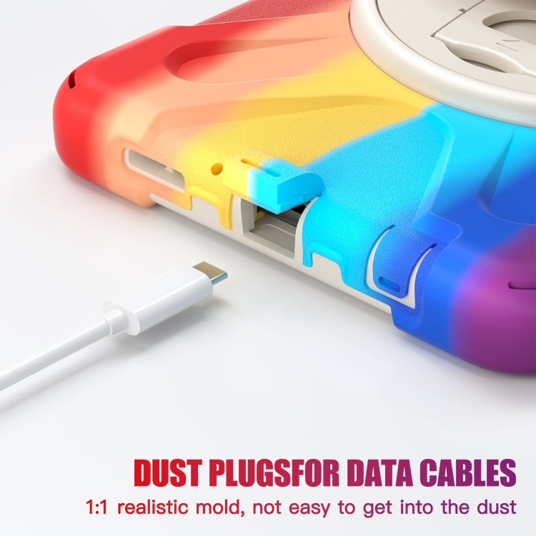 For Samsung Galaxy Tab A9+ / Tab 11+ Rotatable Kickstand Grip Heavy Duty Hard Rugged Tablet Case(Colorful Red) by bashfashion