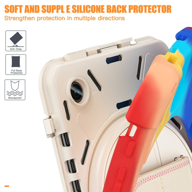 For Samsung Galaxy Tab A9+ / Tab 11+ Rotatable Kickstand Grip Heavy Duty Hard Rugged Tablet Case(Colorful Red) by bashfashion