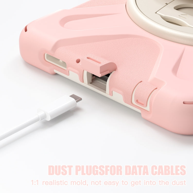 For Samsung Galaxy Tab A9+ / Tab 11+ Rotatable Kickstand Grip Heavy Duty Hard Rugged Tablet Case(Pink) by bashfashion