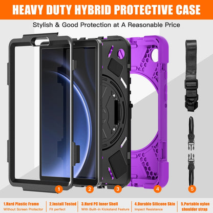 For Samsung Galaxy Tab A9+ / Tab 11+ Rotatable Kickstand Grip Heavy Duty Hard Rugged Tablet Case(Purple) by bashfashion