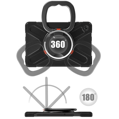 For Samsung Galaxy Tab A9+/Tab A11+ Silicone Hybrid PC Tablet Case with Holder & Shoulder Strap(Black + Black) by bashfashion