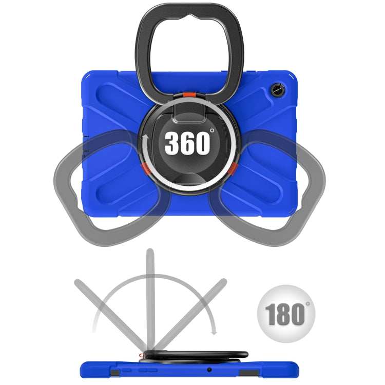 For Samsung Galaxy Tab A9+/Tab A11+ Silicone Hybrid PC Tablet Case with Holder & Shoulder Strap(Blue) by bashfashion