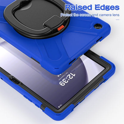 For Samsung Galaxy Tab A9+/Tab A11+ Silicone Hybrid PC Tablet Case with Holder & Shoulder Strap(Blue) by bashfashion