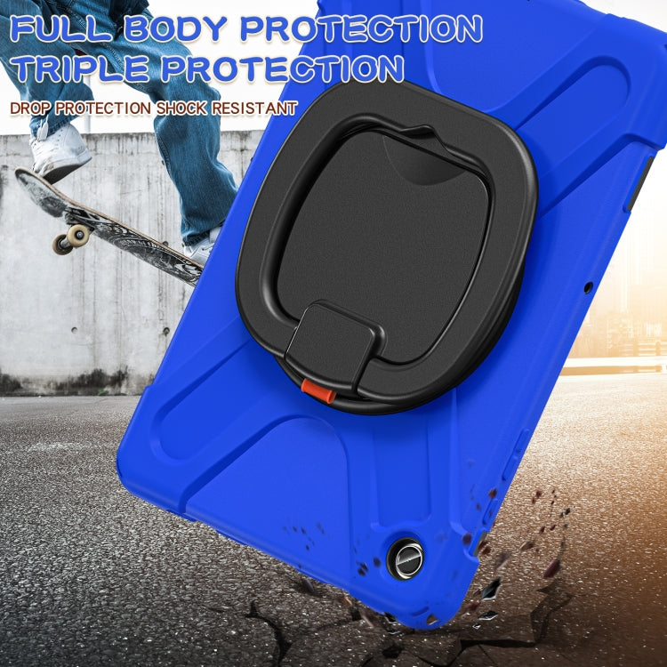 For Samsung Galaxy Tab A9+/Tab A11+ Silicone Hybrid PC Tablet Case with Holder & Shoulder Strap(Blue) by bashfashion