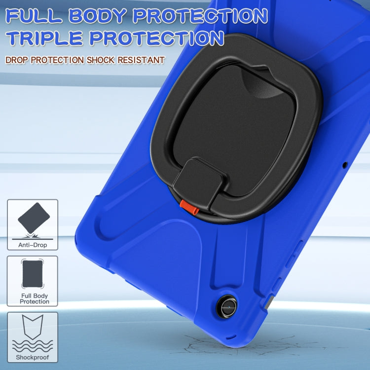 For Samsung Galaxy Tab A9+/Tab A11+ Silicone Hybrid PC Tablet Case with Holder & Shoulder Strap(Blue) by bashfashion