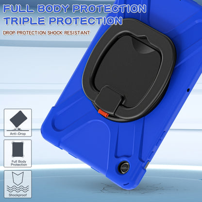 For Samsung Galaxy Tab A9+/Tab A11+ Silicone Hybrid PC Tablet Case with Holder & Shoulder Strap(Blue) by bashfashion