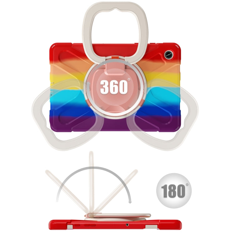 For Samsung Galaxy Tab A9+/Tab A11+ Silicone Hybrid PC Tablet Case with Holder & Shoulder Strap(Colorful Red) by bashfashion