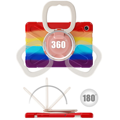 For Samsung Galaxy Tab A9+/Tab A11+ Silicone Hybrid PC Tablet Case with Holder & Shoulder Strap(Colorful Red) by bashfashion