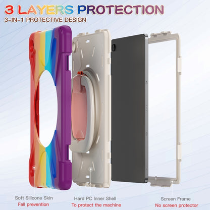 For Samsung Galaxy Tab A9+/Tab A11+ Silicone Hybrid PC Tablet Case with Holder & Shoulder Strap(Colorful Red) by bashfashion