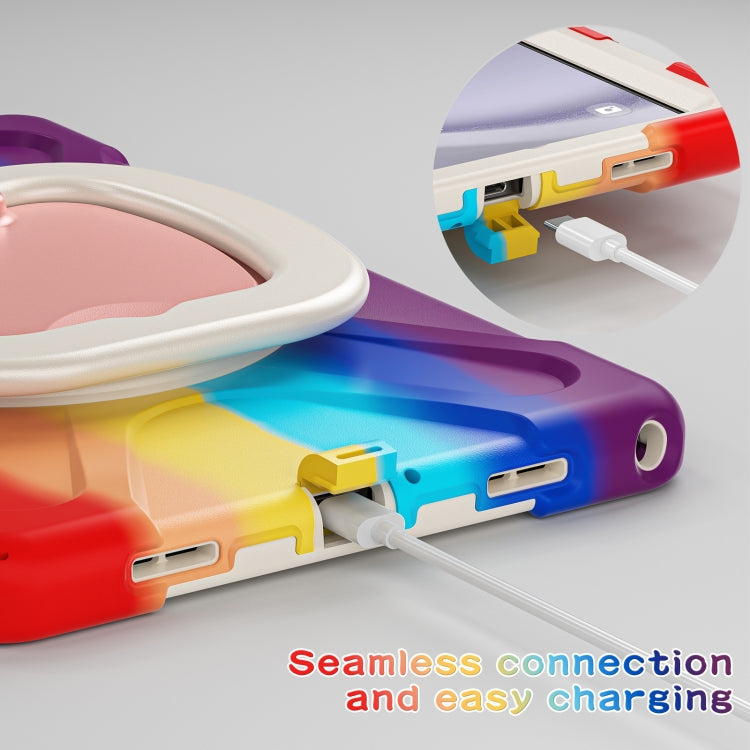 For Samsung Galaxy Tab A9+/Tab A11+ Silicone Hybrid PC Tablet Case with Holder & Shoulder Strap(Colorful Red) by bashfashion