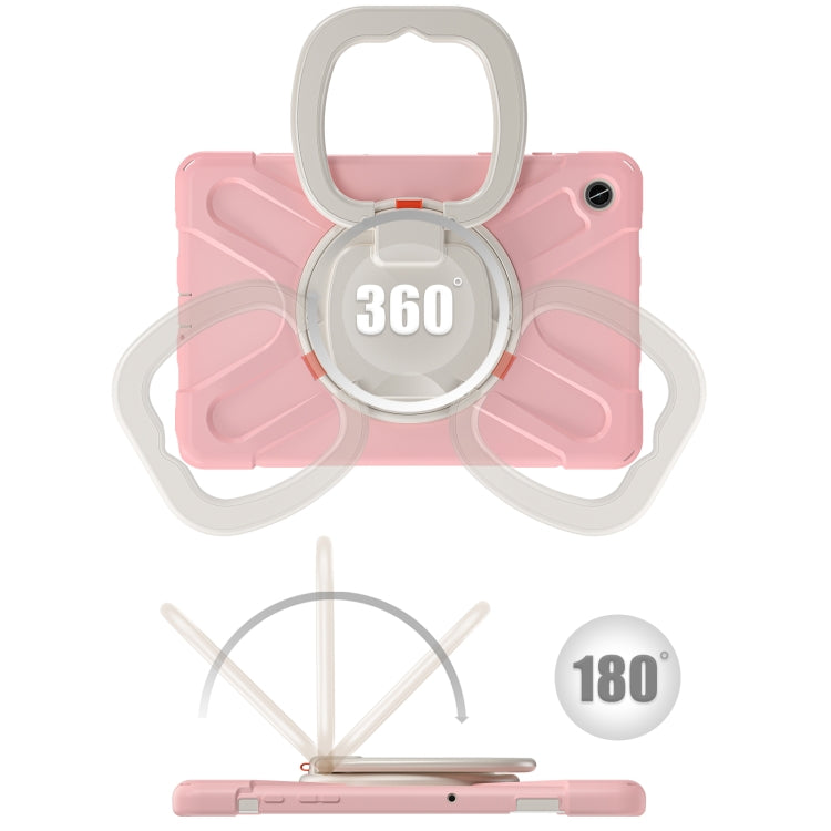 For Samsung Galaxy Tab A9+/Tab A11+ Silicone Hybrid PC Tablet Case with Holder & Shoulder Strap(Pink) by bashfashion