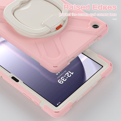 For Samsung Galaxy Tab A9+/Tab A11+ Silicone Hybrid PC Tablet Case with Holder & Shoulder Strap(Pink) by bashfashion