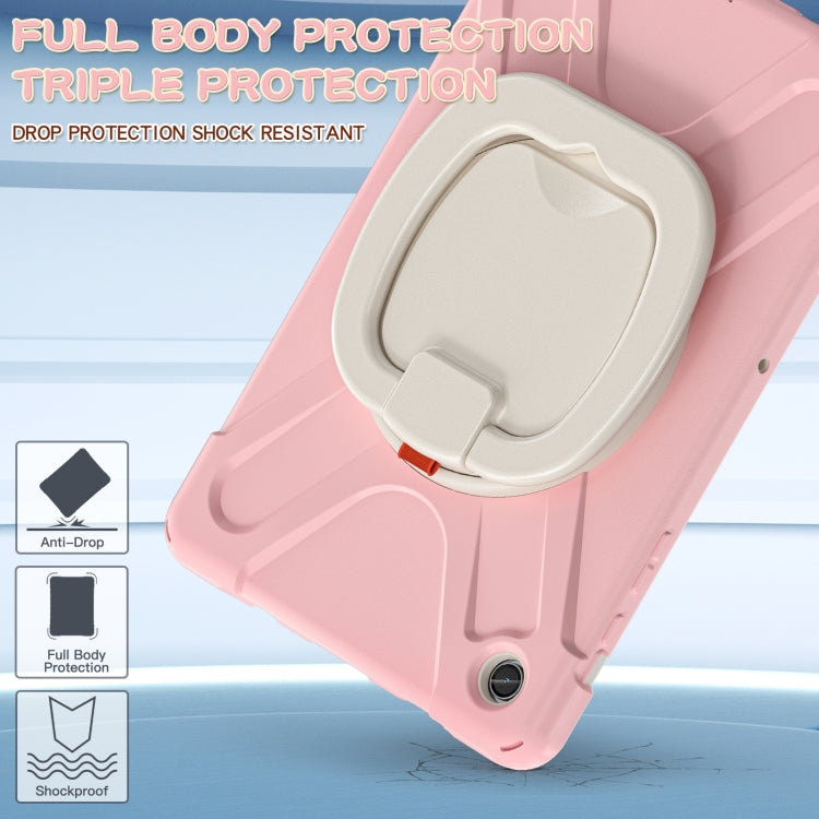 For Samsung Galaxy Tab A9+/Tab A11+ Silicone Hybrid PC Tablet Case with Holder & Shoulder Strap(Pink) by bashfashion