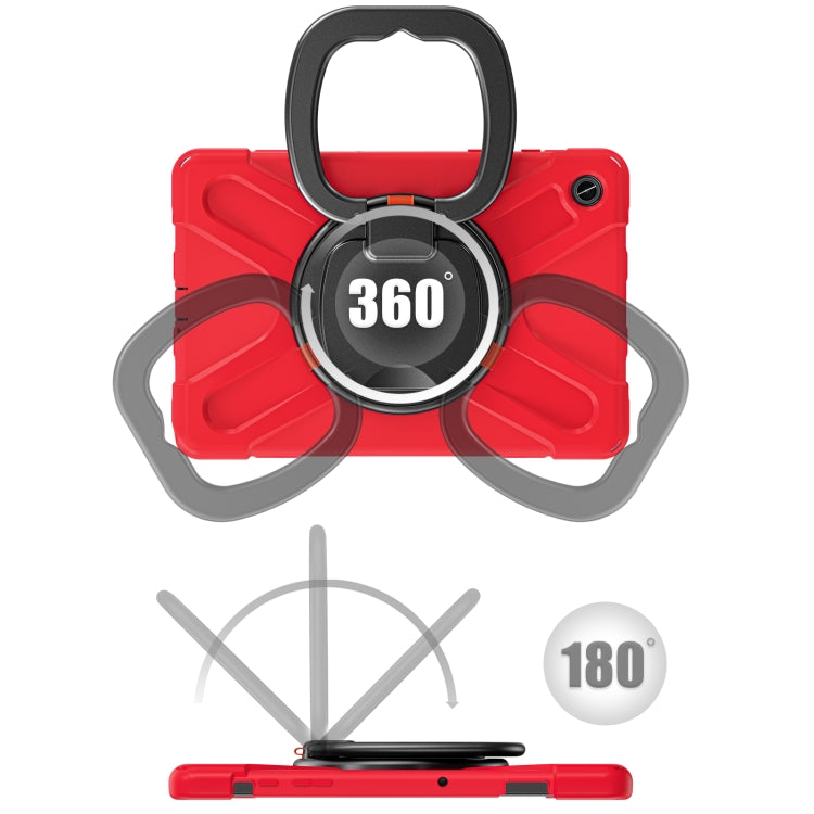 For Samsung Galaxy Tab A9+/Tab A11+ Silicone Hybrid PC Tablet Case with Holder & Shoulder Strap(Red) by bashfashion