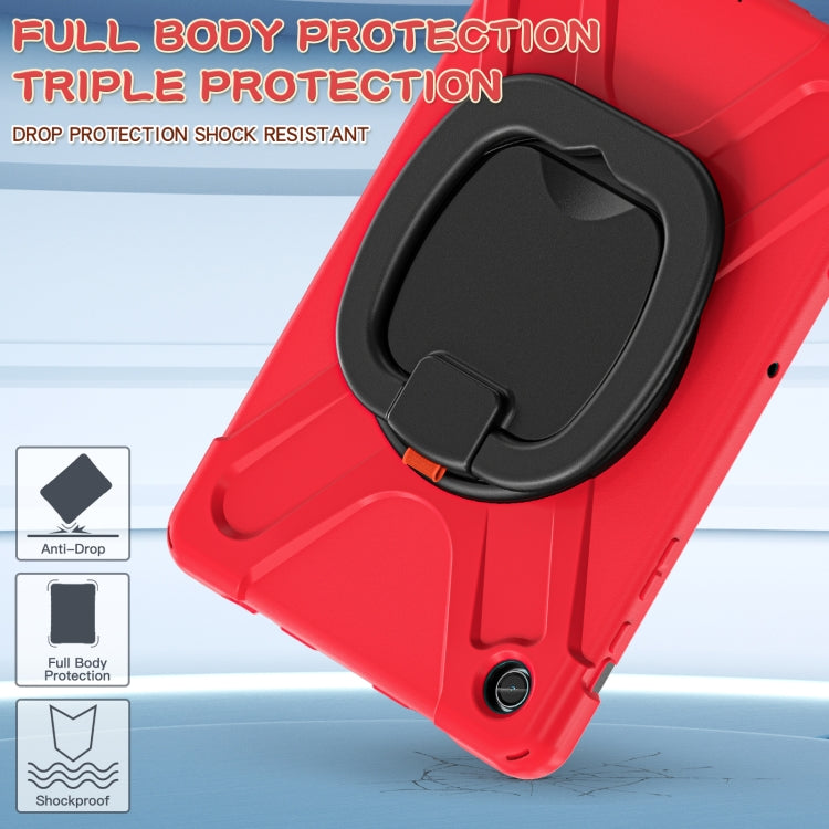 For Samsung Galaxy Tab A9+/Tab A11+ Silicone Hybrid PC Tablet Case with Holder & Shoulder Strap(Red) by bashfashion