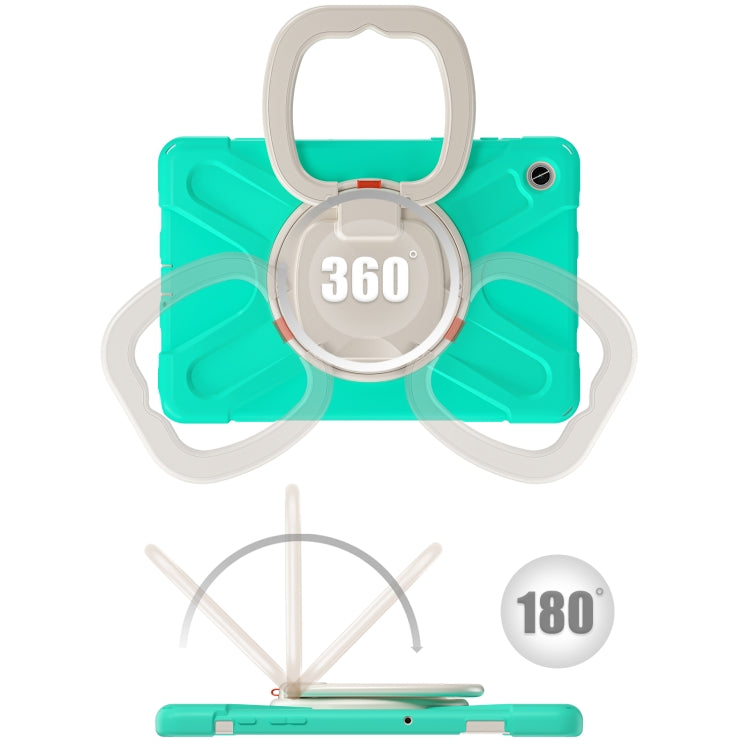 For Samsung Galaxy Tab A9+/Tab A11+ Silicone Hybrid PC Tablet Case with Holder & Shoulder Strap(Mint Green) by bashfashion