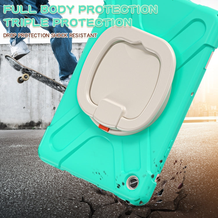 For Samsung Galaxy Tab A9+/Tab A11+ Silicone Hybrid PC Tablet Case with Holder & Shoulder Strap(Mint Green) by bashfashion