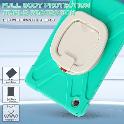 For Samsung Galaxy Tab A9+/Tab A11+ Silicone Hybrid PC Tablet Case with Holder & Shoulder Strap(Mint Green) by bashfashion
