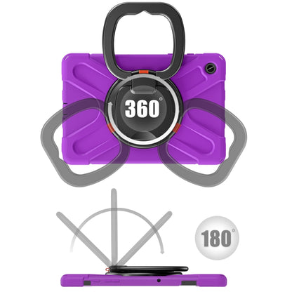 For Samsung Galaxy Tab A9+/Tab A11+ Silicone Hybrid PC Tablet Case with Holder & Shoulder Strap(Purple) by bashfashion