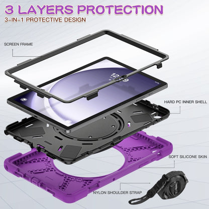 For Samsung Galaxy Tab A9+/Tab A11+ Silicone Hybrid PC Tablet Case with Holder & Shoulder Strap(Purple) by bashfashion
