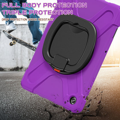 For Samsung Galaxy Tab A9+/Tab A11+ Silicone Hybrid PC Tablet Case with Holder & Shoulder Strap(Purple) by bashfashion