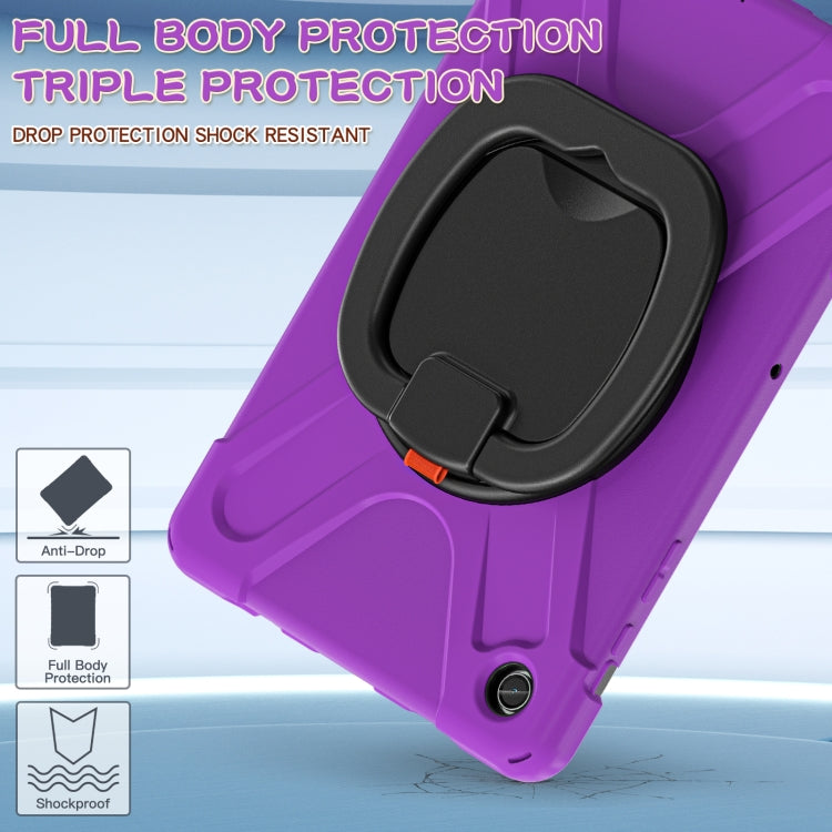 For Samsung Galaxy Tab A9+/Tab A11+ Silicone Hybrid PC Tablet Case with Holder & Shoulder Strap(Purple) by bashfashion