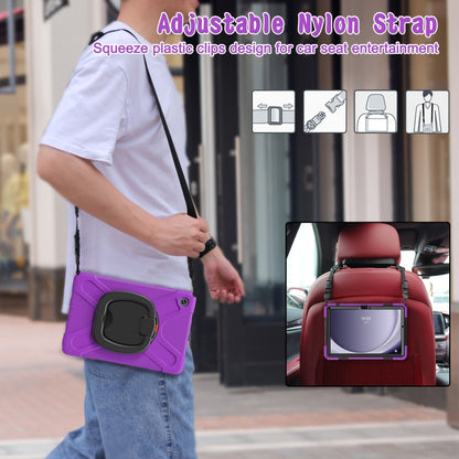 For Samsung Galaxy Tab A9+/Tab A11+ Silicone Hybrid PC Tablet Case with Holder & Shoulder Strap(Purple) by bashfashion