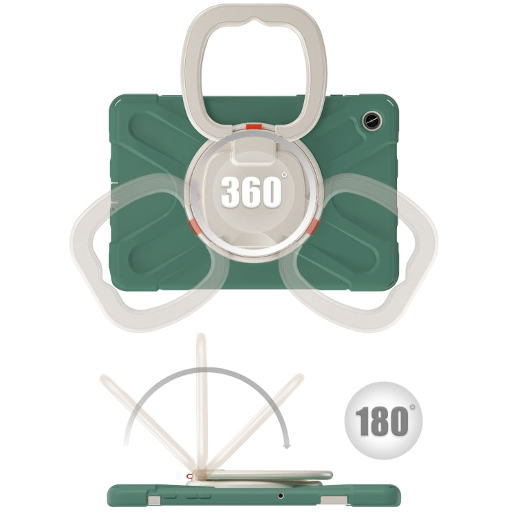 For Samsung Galaxy Tab A9+/Tab A11+ Silicone Hybrid PC Tablet Case with Holder & Shoulder Strap(Emerald Green) by bashfashion