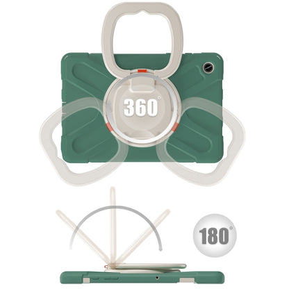 For Samsung Galaxy Tab A9+/Tab A11+ Silicone Hybrid PC Tablet Case with Holder & Shoulder Strap(Emerald Green) by bashfashion