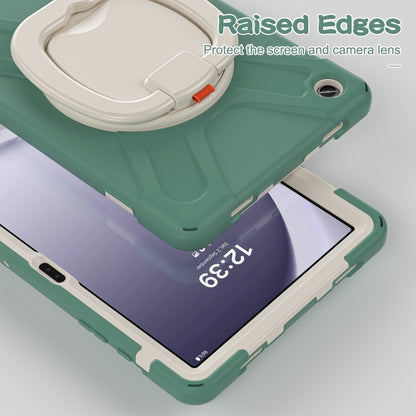 For Samsung Galaxy Tab A9+/Tab A11+ Silicone Hybrid PC Tablet Case with Holder & Shoulder Strap(Emerald Green) by bashfashion