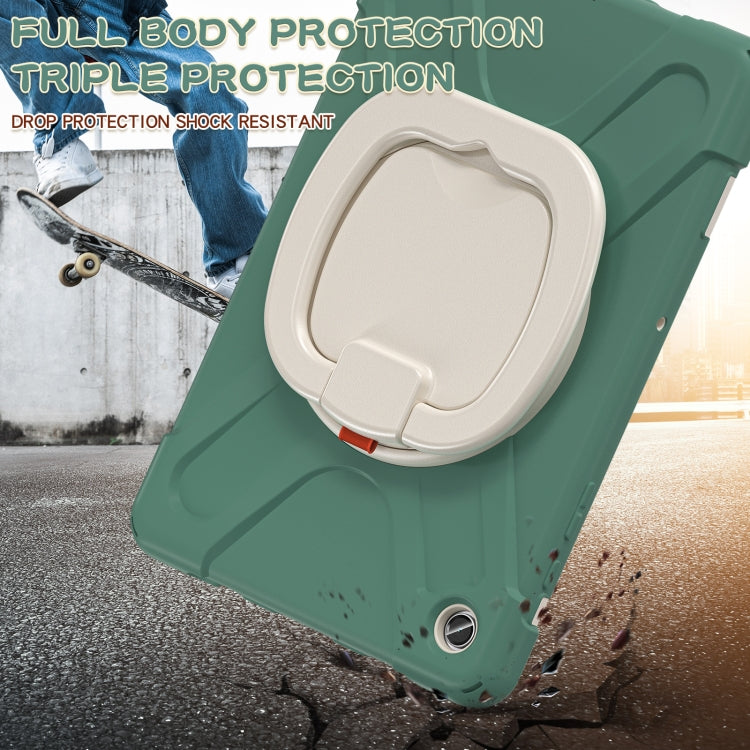 For Samsung Galaxy Tab A9+/Tab A11+ Silicone Hybrid PC Tablet Case with Holder & Shoulder Strap(Emerald Green) by bashfashion