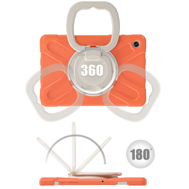 For Samsung Galaxy Tab A9+/Tab A11+ Silicone Hybrid PC Tablet Case with Holder & Shoulder Strap(Living Coral) by bashfashion