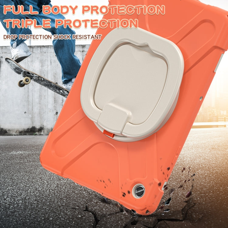 For Samsung Galaxy Tab A9+/Tab A11+ Silicone Hybrid PC Tablet Case with Holder & Shoulder Strap(Living Coral) by bashfashion