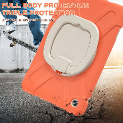 For Samsung Galaxy Tab A9+/Tab A11+ Silicone Hybrid PC Tablet Case with Holder & Shoulder Strap(Living Coral) by bashfashion