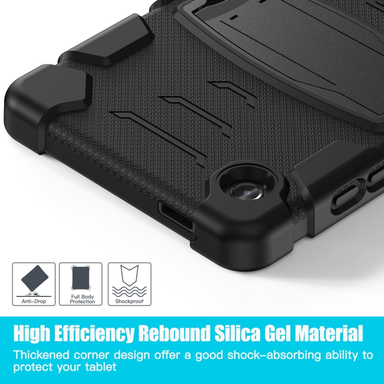 For Samsung Galaxy Tab A9 / Tab A11 3-Layer Protection Screen Frame + PC + Silicone Shockproof Combination Tablet Case with Holder(Black+Black) by bashfashion