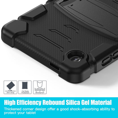 For Samsung Galaxy Tab A9 / Tab A11 3-Layer Protection Screen Frame + PC + Silicone Shockproof Combination Tablet Case with Holder(Black+Black) by bashfashion