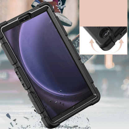 For Samsung Galaxy Tab A9 / Tab A11 3-Layer Protection Screen Frame + PC + Silicone Shockproof Combination Tablet Case with Holder(Black+Black) by bashfashion