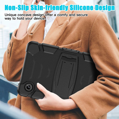 For Samsung Galaxy Tab A9 / Tab A11 3-Layer Protection Screen Frame + PC + Silicone Shockproof Combination Tablet Case with Holder(Black+Black) by bashfashion