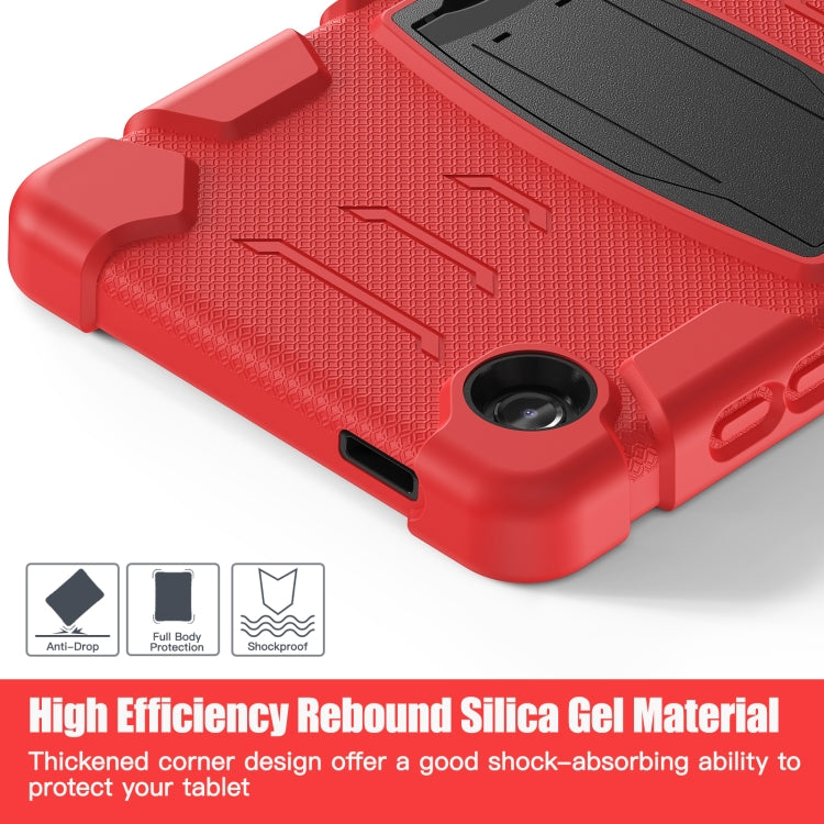 For Samsung Galaxy Tab A9 / Tab A11 3-Layer Protection Screen Frame + PC + Silicone Shockproof Combination Tablet Case with Holder(Red+Black) by bashfashion