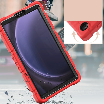 For Samsung Galaxy Tab A9 / Tab A11 3-Layer Protection Screen Frame + PC + Silicone Shockproof Combination Tablet Case with Holder(Red+Black) by bashfashion