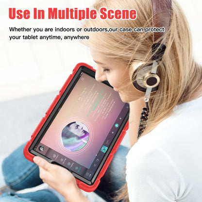 For Samsung Galaxy Tab A9 / Tab A11 3-Layer Protection Screen Frame + PC + Silicone Shockproof Combination Tablet Case with Holder(Red+Black) by bashfashion