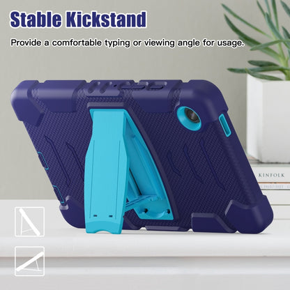 For Samsung Galaxy Tab A9 / Tab A11 3-Layer Protection Screen Frame + PC + Silicone Shockproof Combination Tablet Case with Holder(NavyBlue+Blue) by bashfashion