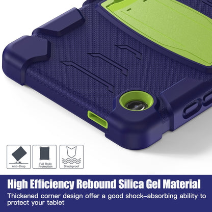 For Samsung Galaxy Tab A9 / Tab A11 3-Layer Protection Screen Frame + PC + Silicone Shockproof Combination Tablet Case with Holder(NavyBlue+Lime) by bashfashion