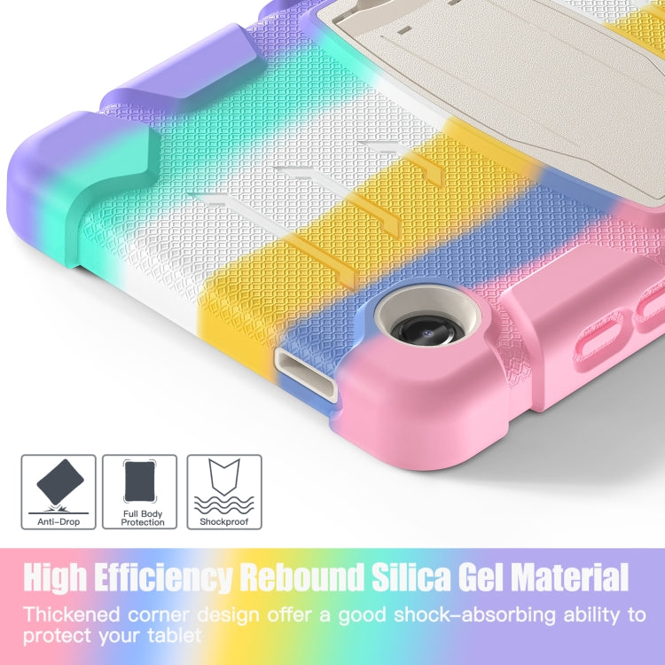 For Samsung Galaxy Tab A9 / Tab A11 3-Layer Protection Screen Frame + PC + Silicone Shockproof Combination Tablet Case with Holder(Colorful Pink) by bashfashion