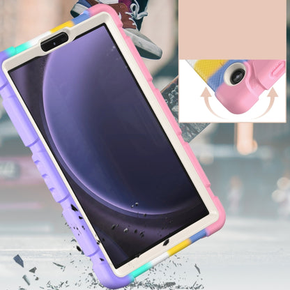 For Samsung Galaxy Tab A9 / Tab A11 3-Layer Protection Screen Frame + PC + Silicone Shockproof Combination Tablet Case with Holder(Colorful Pink) by bashfashion